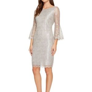 Calvin Klein lace bell - sleeve sheath dress